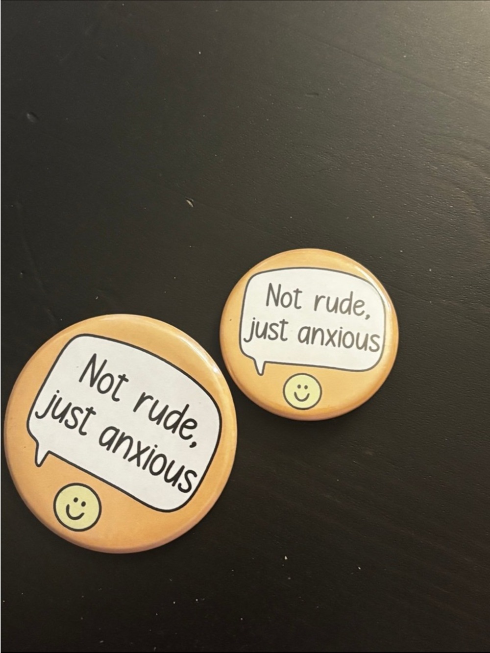 2 neurodivergent pins (medium & small size) “Not rude, just anxious”